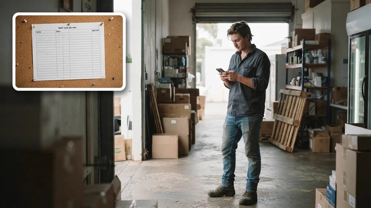A casual employee checking a roster on a phone before a shift